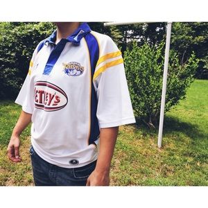 SOLD!! White/Blue/Yellow Rugby Polo Shirt